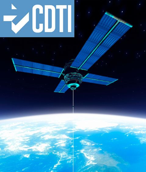 Logo CDTI y satélite
